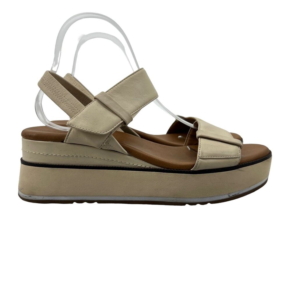 Caslon Womens 10 Sandal Beige Briana Platform Shoes Leather Strappy Sling Back